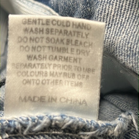 TEMT Paper bag Waist Light Blue Jean Shorts with Navy Tie. - Picture 6 of 12